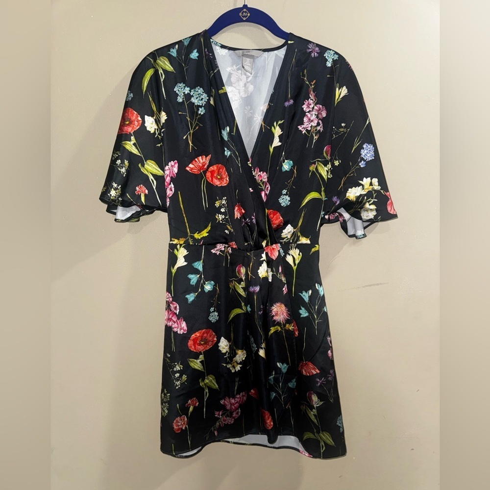 H&M Black Floral Mini Dress